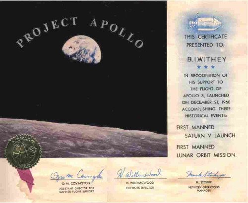 Apollo 8 Certiviate